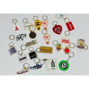 Vintage Keychain Lot - 23 Assorted Advertising Brand & Souvenir Designs